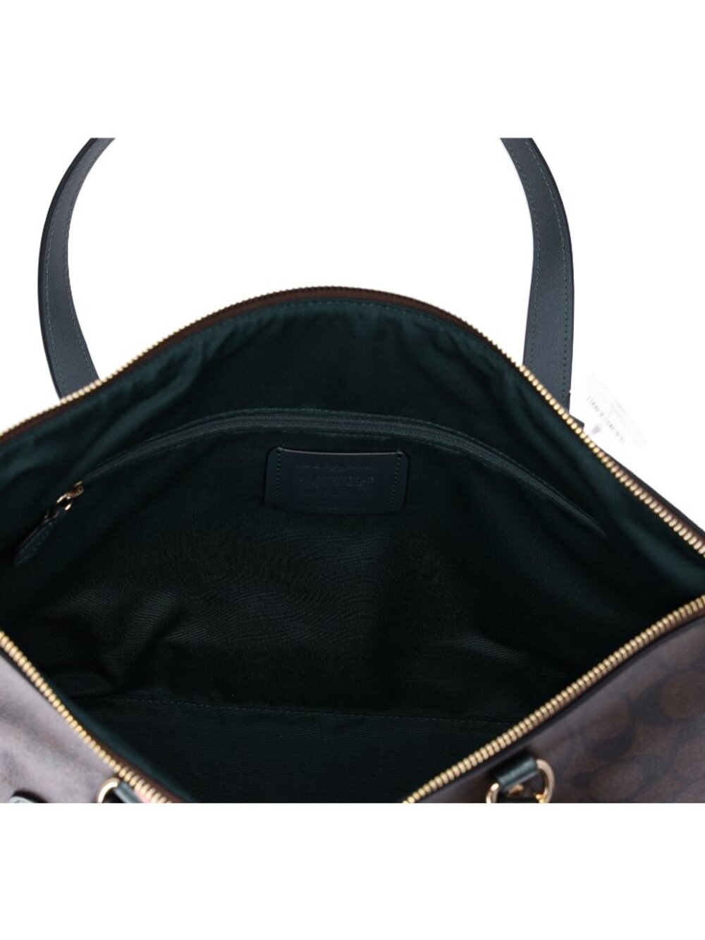 Coach Gallery Tote Coated Canvas Signature Brown Metallic Green - Picture 2 of 5